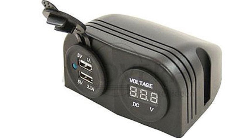 Gniazdo 2x USB Woltomierz 12/24V Ładowarka