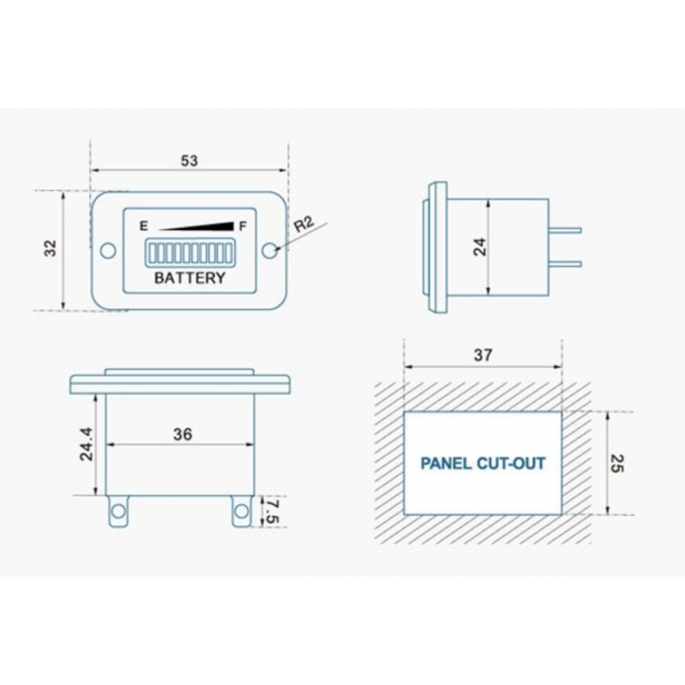 Wskaźnik akumulatora Wyświetlacz LED 12V/24V/48V