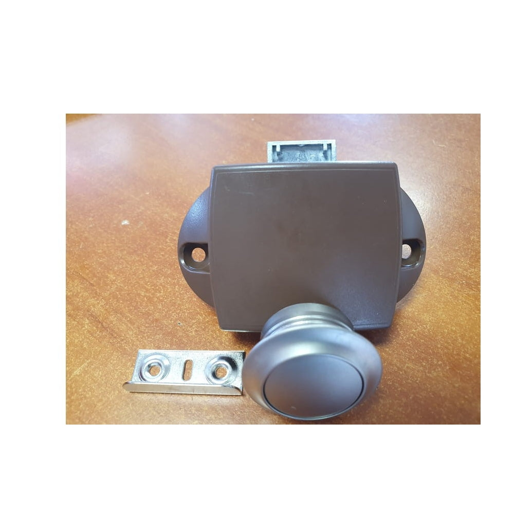 Zamek meblowy do przyczepy Push-lock srebrny chrom