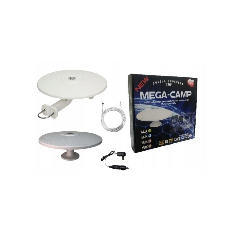 Antena DVB-T FULLHD MEGACAMP 12V biała