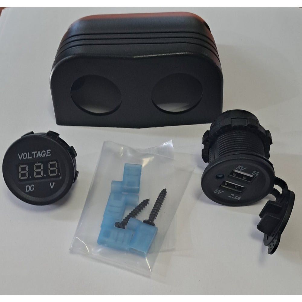 Gniazdo 2x USB Woltomierz 12/24V Ładowarka