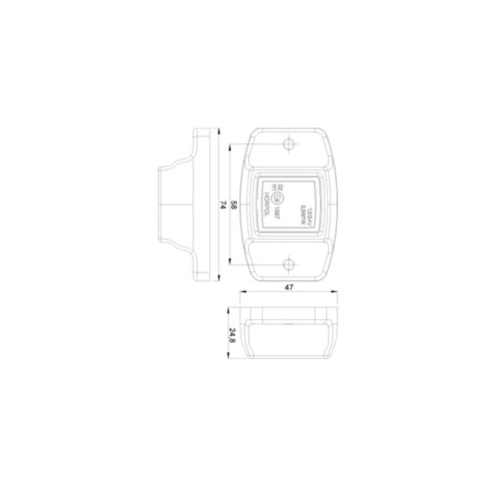 Lampa obrysowa LED na podstawie gumowej 12/24V