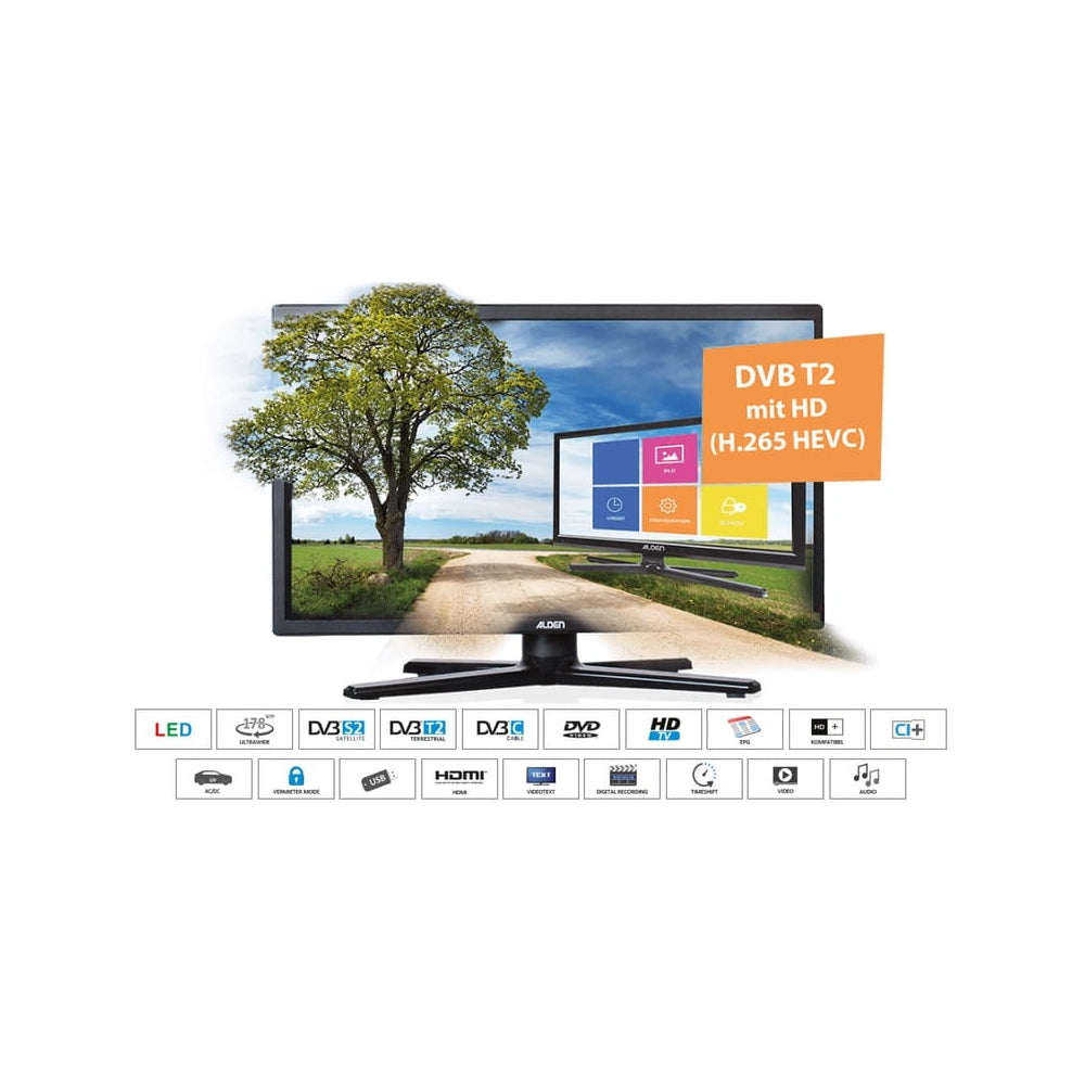 Telewizor TV LED DVB-T2 22" DVD Alden Przyczepa Kamper